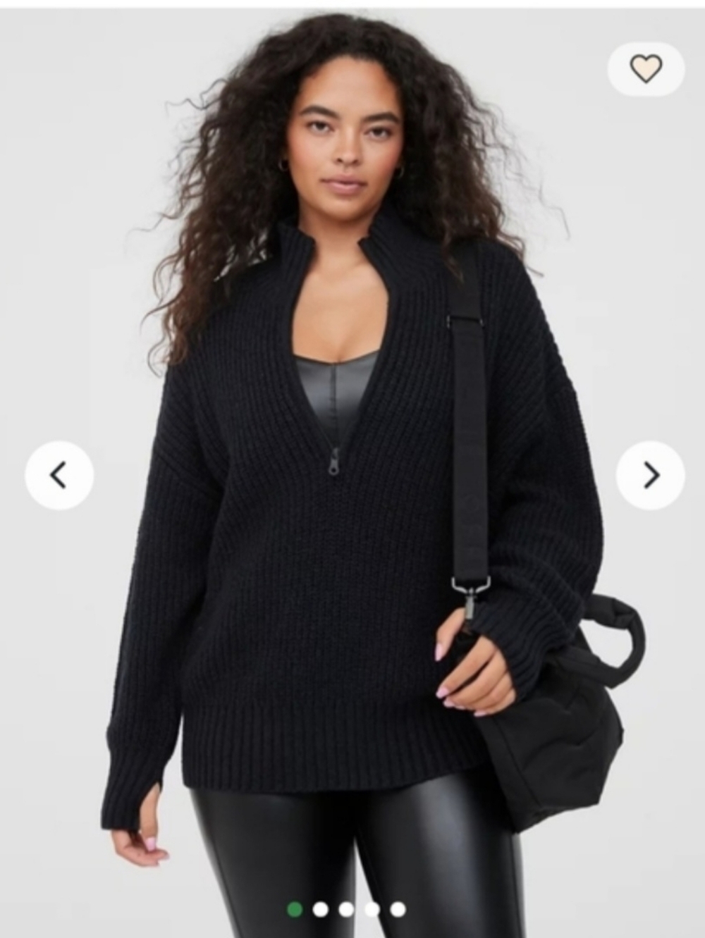 Black Half-Zip Ribbed Sweater - Women Sz S